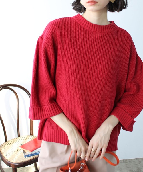 GeeRA(ジーラ)の「ハーフスリーブ着回しニット(ニット/セーター・レディース・ブルー/レッド/ブラック・SMALL/X-LARGE/MEDIUM/LARGE)」の22枚目の写真