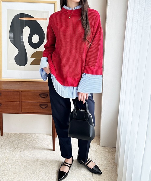 GeeRA(ジーラ)の「ハーフスリーブ着回しニット(ニット/セーター・レディース・ブルー/レッド/ブラック・SMALL/X-LARGE/MEDIUM/LARGE)」の16枚目の写真