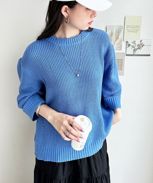 GeeRA(ジーラ)の「ハーフスリーブ着回しニット(ニット/セーター・レディース・ブルー/レッド/ブラック・SMALL/X-LARGE/MEDIUM/LARGE)」の11枚目の写真