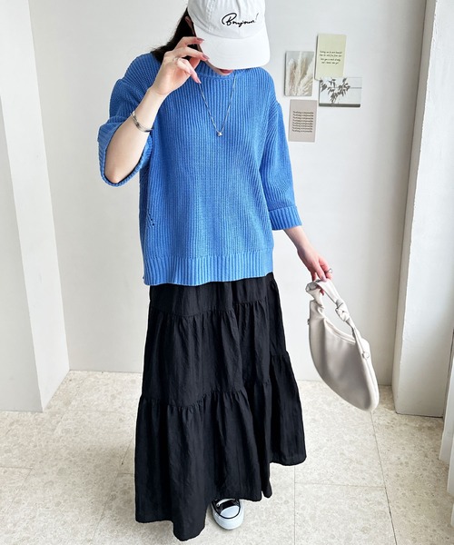 GeeRA(ジーラ)の「ハーフスリーブ着回しニット(ニット/セーター・レディース・ブルー/レッド/ブラック・SMALL/X-LARGE/MEDIUM/LARGE)」の12枚目の写真