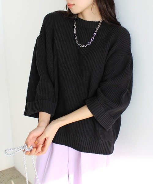 GeeRA(ジーラ)の「ハーフスリーブ着回しニット(ニット/セーター・レディース・ブルー/レッド/ブラック・SMALL/X-LARGE/MEDIUM/LARGE)」の10枚目の写真