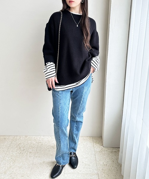 GeeRA(ジーラ)の「ハーフスリーブ着回しニット(ニット/セーター・レディース・ブルー/レッド/ブラック・SMALL/X-LARGE/MEDIUM/LARGE)」の6枚目の写真