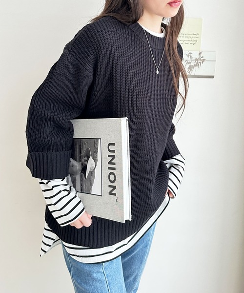 GeeRA(ジーラ)の「ハーフスリーブ着回しニット(ニット/セーター・レディース・ブルー/レッド/ブラック・SMALL/X-LARGE/MEDIUM/LARGE)」の5枚目の写真