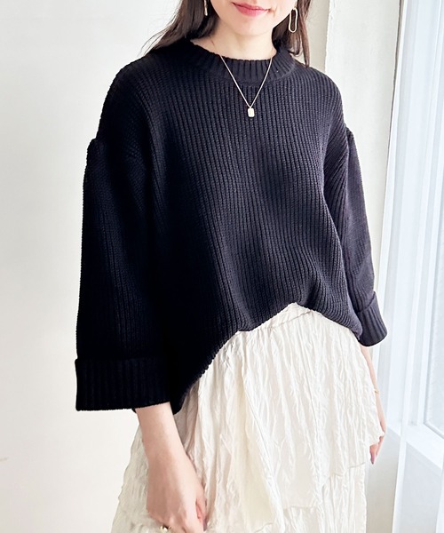 GeeRA(ジーラ)の「ハーフスリーブ着回しニット(ニット/セーター・レディース・ブルー/レッド/ブラック・SMALL/X-LARGE/MEDIUM/LARGE)」の8枚目の写真