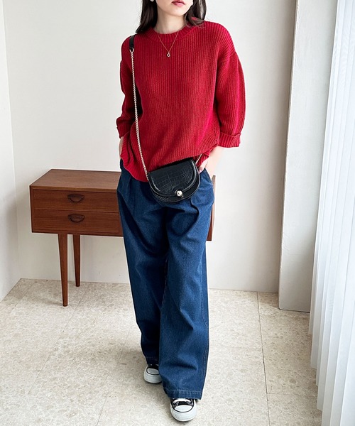 GeeRA(ジーラ)の「ハーフスリーブ着回しニット(ニット/セーター・レディース・ブルー/レッド/ブラック・SMALL/X-LARGE/MEDIUM/LARGE)」の18枚目の写真