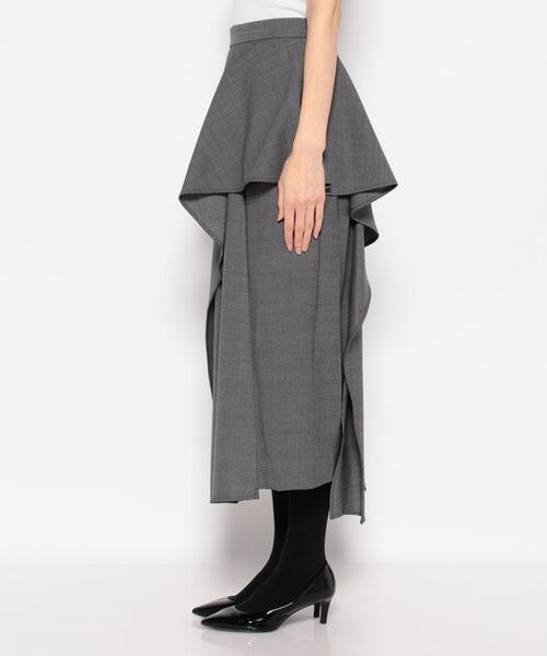 LANVIN en Bleu（ランバンオンブルー）の「ウールテッドランダムラッフルスカート（スカート・レディース・チャコールグレー/ブラック・38/36）」の4枚目の写真