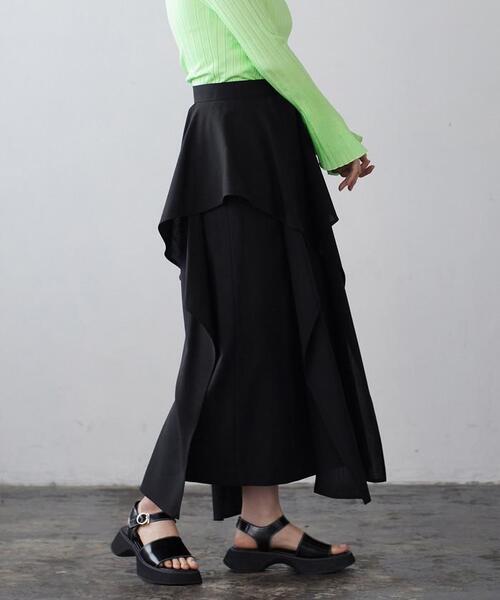 LANVIN en Bleu（ランバンオンブルー）の「ウールテッドランダムラッフルスカート（スカート・レディース・チャコールグレー/ブラック・38/36）」の12枚目の写真