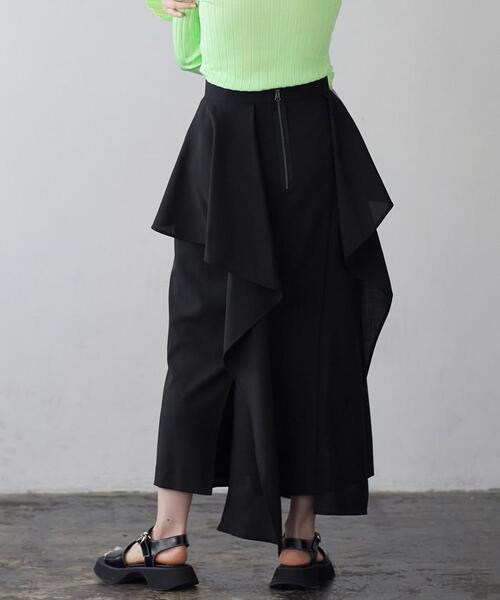 LANVIN en Bleu（ランバンオンブルー）の「ウールテッドランダムラッフルスカート（スカート・レディース・チャコールグレー/ブラック・38/36）」の13枚目の写真