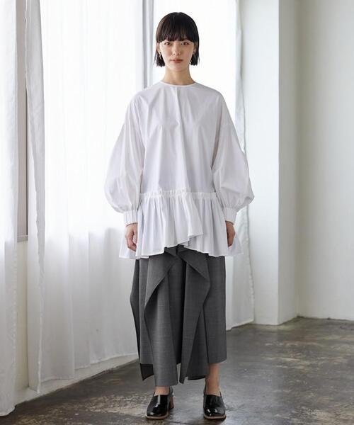 LANVIN en Bleu（ランバンオンブルー）の「ウールテッドランダムラッフルスカート（スカート・レディース・チャコールグレー/ブラック・38/36）」の14枚目の写真