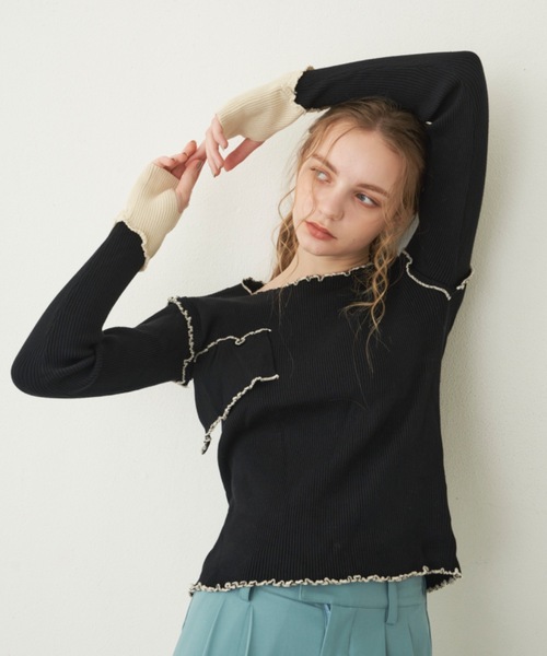 idem（イデム）の「unique mellow tops / メロウトップス【ZOZOTOWN限定カラーあり】（Tシャツ/カットソー・レディース・ブラック/ブルー/グリーン/アイボリー・FREE）」の3枚目の写真