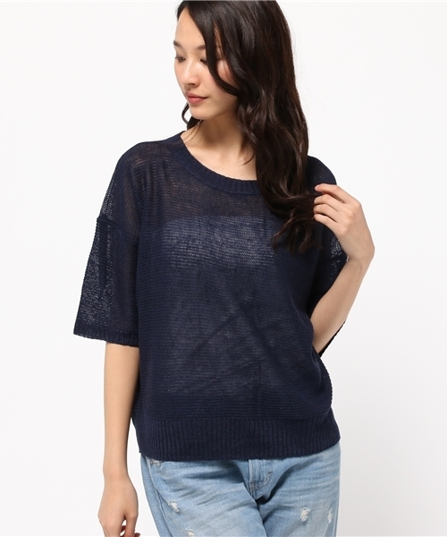 NATURAL BEAUTY BASIC（ナチュラルビューティーベーシック）の「フレンチリネンニット（ニット/セーター・レディース・ホワイト系その他/イエロー/ネイビー/カーキ・MEDIUM）」の3枚目の写真