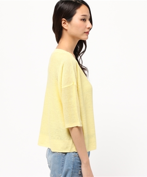 NATURAL BEAUTY BASIC（ナチュラルビューティーベーシック）の「フレンチリネンニット（ニット/セーター・レディース・ホワイト系その他/イエロー/ネイビー/カーキ・MEDIUM）」の6枚目の写真