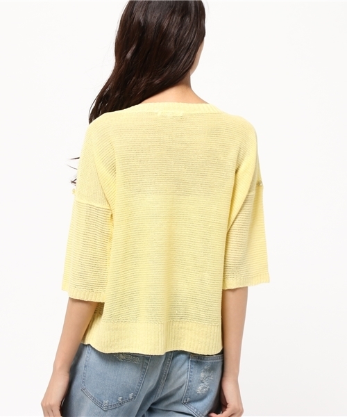 NATURAL BEAUTY BASIC（ナチュラルビューティーベーシック）の「フレンチリネンニット（ニット/セーター・レディース・ホワイト系その他/イエロー/ネイビー/カーキ・MEDIUM）」の7枚目の写真