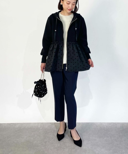 PICCIN PERLA(ピッチンペルラ)の「裾フロッキードットフードパーカー(パーカー・レディース・ブラック/ネイビー・M)」の21枚目の写真