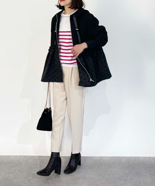 PICCIN PERLA(ピッチンペルラ)の「裾フロッキードットフードパーカー(パーカー・レディース・ブラック/ネイビー・M)」の9枚目の写真