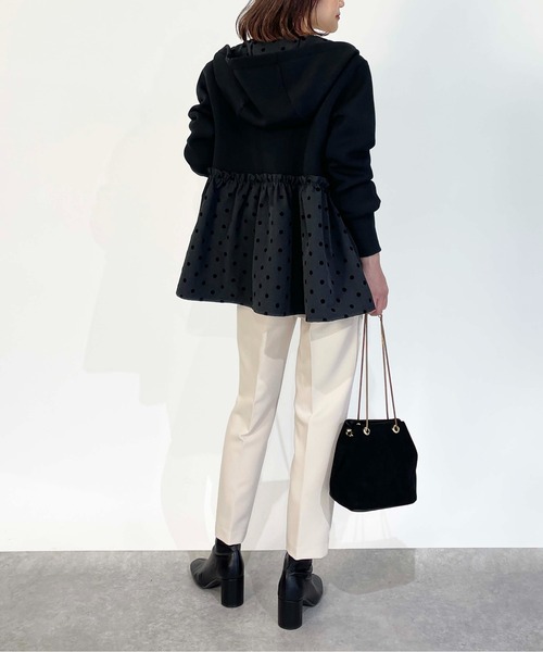 PICCIN PERLA(ピッチンペルラ)の「裾フロッキードットフードパーカー(パーカー・レディース・ブラック/ネイビー・M)」の12枚目の写真