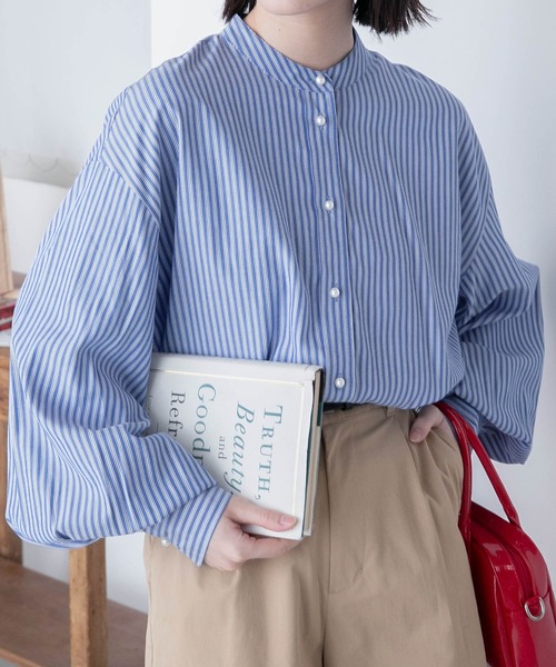 美品 BEADSLEY ビアズリー パールボタンシャツ 23SS バンドカラー  