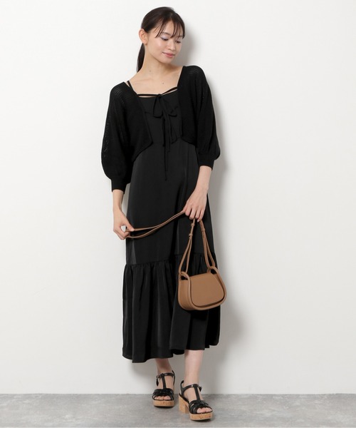 mysty woman(ミスティウーマン)の「メッシュボレロ×キャミワンピース 188189(ワンピース・レディース・ベージュ系その他/グリーン/ブラック・FREE)」の18枚目の写真