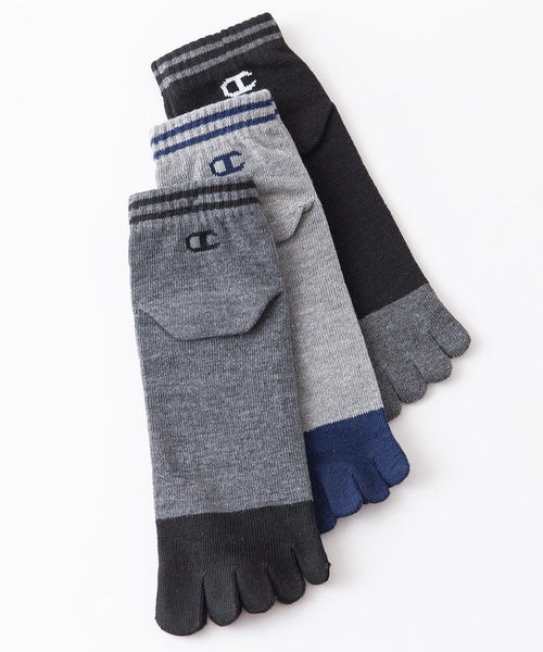 Champion（チャンピオン）の「【CHAMPION/チャンピオン】5本指 　抗菌防臭機能　ショートレングス 　3P 　ソックス　3足組　靴下（ソックス/靴下・メンズ・チャコールグレー/ネイビー・MEDIUM）」の2枚目の写真