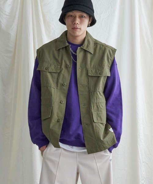 NO NEED（ノーニード）の「リップストップミリタリーベスト / セットアップ可能（ベスト・メンズ・チャコールグレー/オフホワイト/オリーブ・M/L）」の3枚目の写真