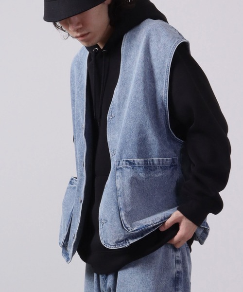 FUNALIVE(ファンアライブ)の「12oz デニムワークベスト(ベスト・メンズ・サックスブルー/ブラック/ケミカルウォッシュ/インディゴブルー/ブラック系その他・L/M)」の5枚目の写真