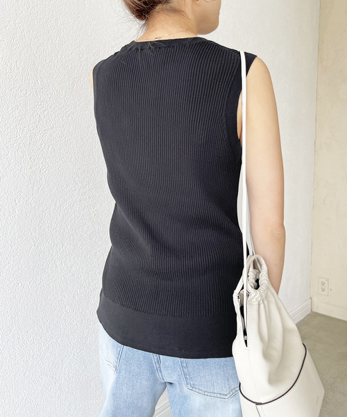 Spick & Span（スピックアンドスパン）の「ICECOTTON リブノースリーブプルオーバー（ニット/セーター・レディース・ブラック/サックスブルー/ホワイト・FREE）」の14枚目の写真