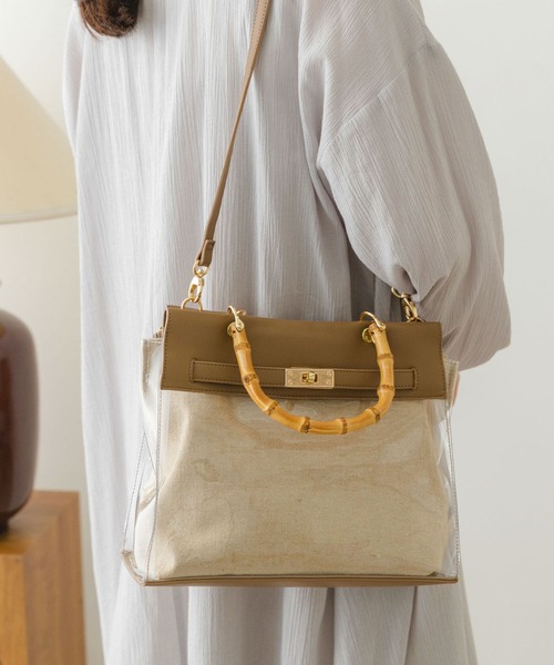 RODE SKO(ロデスコ)の「バンブーハンドルクリアバッグ(ショルダーバッグ・レディース・ベージュ系その他/オフホワイト・ONE)」の1枚目の写真