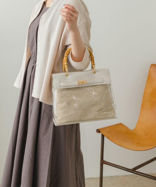 RODE SKO(ロデスコ)の「バンブーハンドルクリアバッグ(ショルダーバッグ・レディース・ベージュ系その他/オフホワイト・ONE)」の6枚目の写真