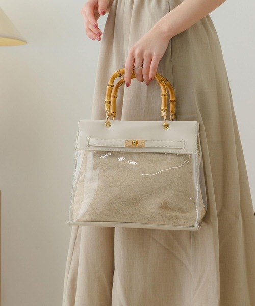 RODE SKO(ロデスコ)の「バンブーハンドルクリアバッグ(ショルダーバッグ・レディース・ベージュ系その他/オフホワイト・ONE)」の11枚目の写真