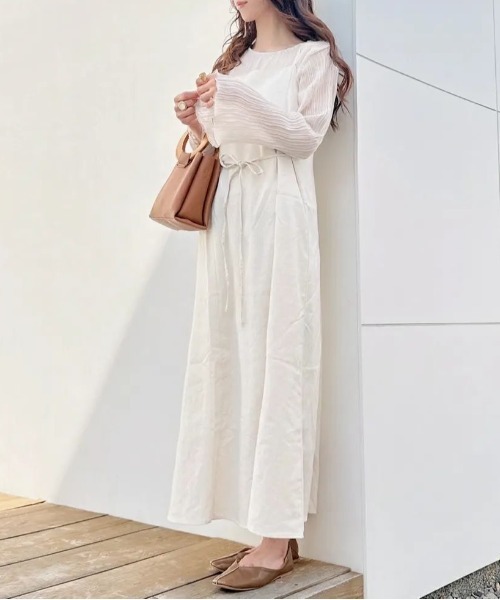 Meli rich（メリーリッチ）の「コットンリネンマルチwayロングキャミワンピ（ワンピース・レディース・ブラウン/ベージュ/アイボリー/ブラック・MEDIUM）」の20枚目の写真