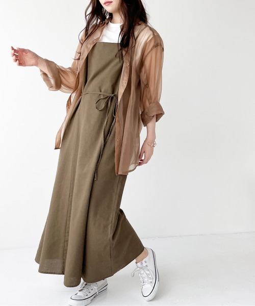 Meli rich（メリーリッチ）の「コットンリネンマルチwayロングキャミワンピ（ワンピース・レディース・ブラウン/ベージュ/アイボリー/ブラック・MEDIUM）」の21枚目の写真