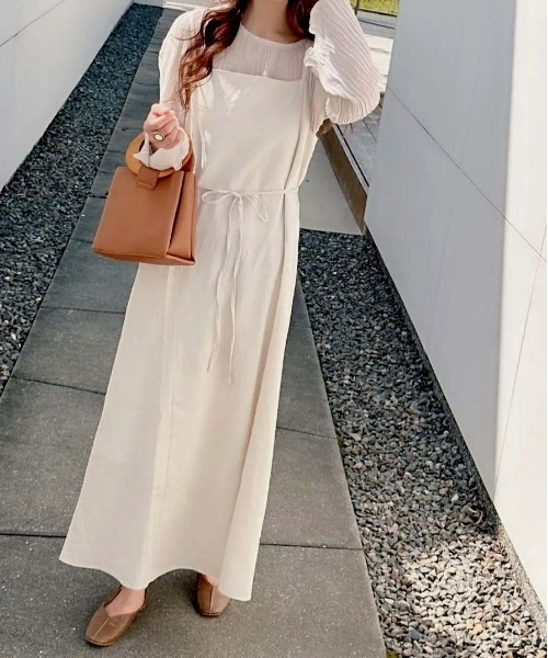 Meli rich（メリーリッチ）の「コットンリネンマルチwayロングキャミワンピ（ワンピース・レディース・ブラウン/ベージュ/アイボリー/ブラック・MEDIUM）」の19枚目の写真