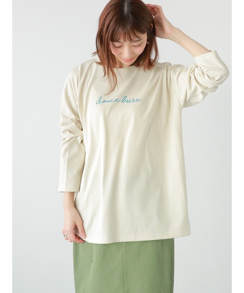 Lugnoncure（ルノンキュール）の「筆記体スモールロゴロンT（Tシャツ/カットソー・レディース・オフホワイト/ベージュ/ネイビー・ﾌﾘ-）」の2枚目の写真