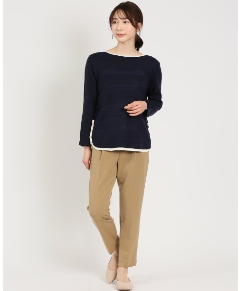 m.f.editorial（エムエフエディトリアル）の「【ストレッチ】m.f.エディトリアル レディース レーヨン混 プルオンテーパードパンツ（その他パンツ・レディース・キャメル/ダークグリーン/ベージュ/ブルー/ブラック/グリーン×ピンク・MEDIUM/LARGE）」の6枚目の写真