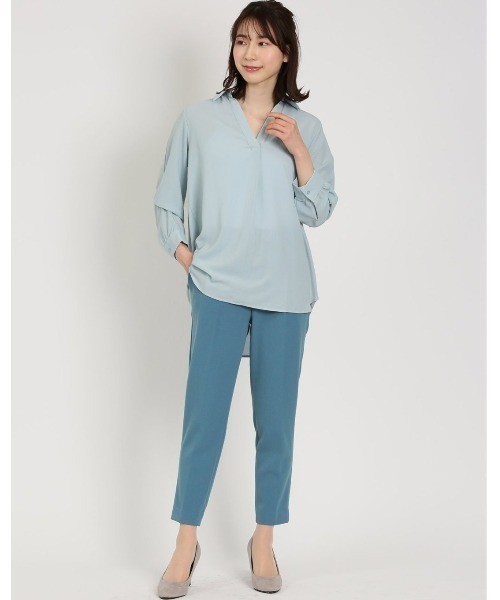 m.f.editorial（エムエフエディトリアル）の「【ストレッチ】m.f.エディトリアル レディース レーヨン混 プルオンテーパードパンツ（その他パンツ・レディース・キャメル/ダークグリーン/ベージュ/ブルー/ブラック/グリーン×ピンク・MEDIUM/LARGE）」の5枚目の写真