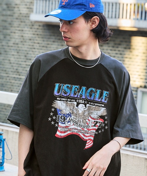 BARK MANHATTAN(バークマンハッタン)の「ヴィンテージライクデザイン オーバーサイズラグラン半袖Tシャツ(Tシャツ/カットソー・メンズ・ホワイト系1/ネイビー系1/アッシュグレー/ブラック系1/ブラック/チャコール/ブラック系2/グレー系2/ブラック系3/オフホワイト/ダークオリーブ/グレー系3/グレー系4/グレー系5/グレー系6/ホワイト系2・M/L)」の22枚目の写真