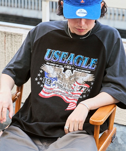 BARK MANHATTAN(バークマンハッタン)の「ヴィンテージライクデザイン オーバーサイズラグラン半袖Tシャツ(Tシャツ/カットソー・メンズ・ホワイト系1/ネイビー系1/アッシュグレー/ブラック系1/ブラック/チャコール/ブラック系2/グレー系2/ブラック系3/オフホワイト/ダークオリーブ/グレー系3/グレー系4/グレー系5/グレー系6/ホワイト系2・M/L)」の21枚目の写真