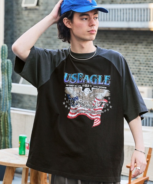 BARK MANHATTAN(バークマンハッタン)の「ヴィンテージライクデザイン オーバーサイズラグラン半袖Tシャツ(Tシャツ/カットソー・メンズ・ホワイト系1/ネイビー系1/アッシュグレー/ブラック系1/ブラック/チャコール/ブラック系2/グレー系2/ブラック系3/オフホワイト/ダークオリーブ/グレー系3/グレー系4/グレー系5/グレー系6/ホワイト系2・M/L)」の20枚目の写真