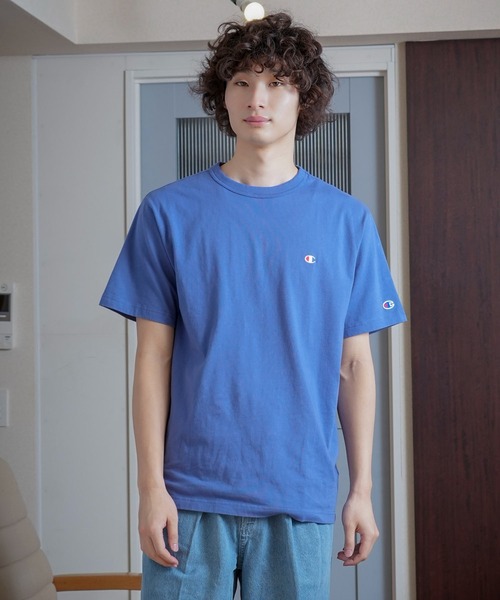 Champion(チャンピオン)の「【CHAMPION/チャンピオン】ワンポイント ブランドロゴ 刺繍 Tシャツ USAコットン100% サスティナブル(Tシャツ/カットソー・メンズ・オフホワイト/ホワイト/ダークグリーン/ネイビー/ピンク/ブラック/マスタード/ブルー・LARGE/SMALL/X-LARGE/MEDIUM)」の6枚目の写真