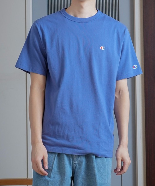Champion(チャンピオン)の「【CHAMPION/チャンピオン】ワンポイント ブランドロゴ 刺繍 Tシャツ USAコットン100% サスティナブル(Tシャツ/カットソー・メンズ・オフホワイト/ホワイト/ダークグリーン/ネイビー/ピンク/ブラック/マスタード/ブルー・LARGE/SMALL/X-LARGE/MEDIUM)」の15枚目の写真