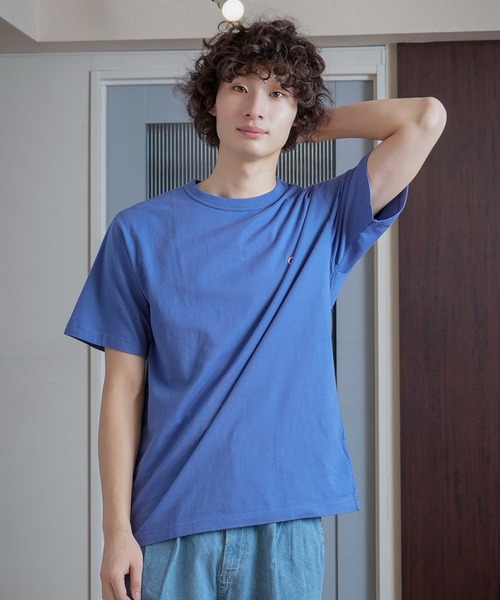 Champion(チャンピオン)の「【CHAMPION/チャンピオン】ワンポイント ブランドロゴ 刺繍 Tシャツ USAコットン100% サスティナブル(Tシャツ/カットソー・メンズ・オフホワイト/ホワイト/ダークグリーン/ネイビー/ピンク/ブラック/マスタード/ブルー・LARGE/SMALL/X-LARGE/MEDIUM)」の14枚目の写真