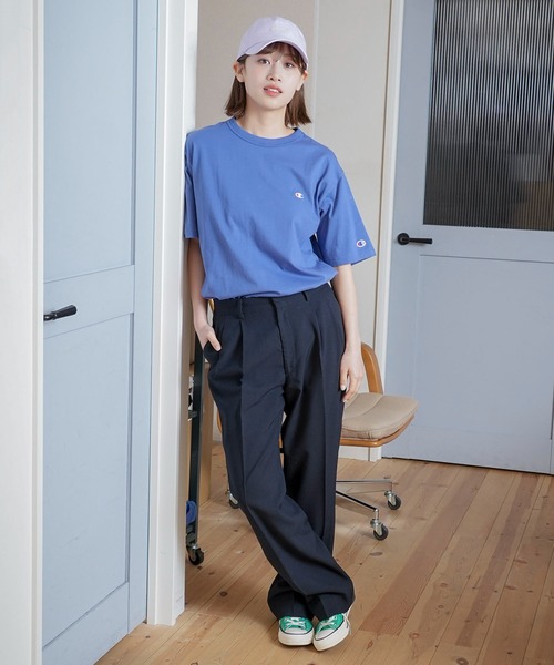 Champion(チャンピオン)の「【CHAMPION/チャンピオン】ワンポイント ブランドロゴ 刺繍 Tシャツ USAコットン100% サスティナブル(Tシャツ/カットソー・メンズ・オフホワイト/ホワイト/ダークグリーン/ネイビー/ピンク/ブラック/マスタード/ブルー・LARGE/SMALL/X-LARGE/MEDIUM)」の12枚目の写真