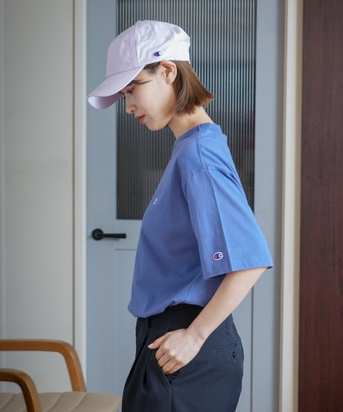 Champion(チャンピオン)の「【CHAMPION/チャンピオン】ワンポイント ブランドロゴ 刺繍 Tシャツ USAコットン100% サスティナブル(Tシャツ/カットソー・メンズ・オフホワイト/ホワイト/ダークグリーン/ネイビー/ピンク/ブラック/マスタード/ブルー・LARGE/SMALL/X-LARGE/MEDIUM)」の20枚目の写真
