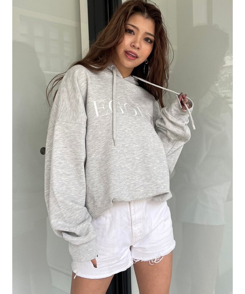 EGOIST（エゴイスト）の「シンプル刺繍スウェットパーカー（パーカー・レディース・ライトグレー/ラベンダー/ブラック・FREE）」の3枚目の写真