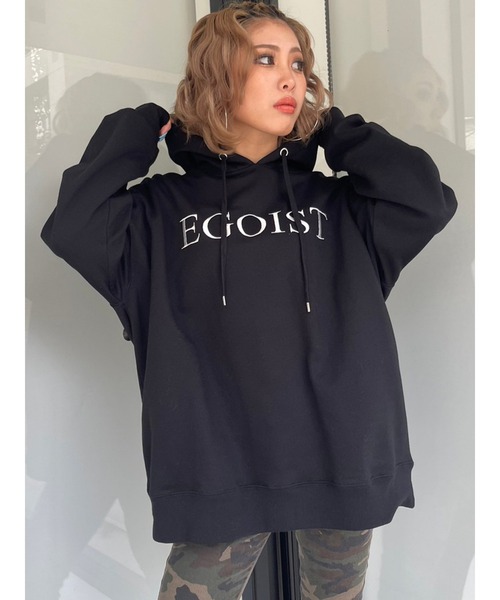 EGOIST（エゴイスト）の「シンプル刺繍スウェットパーカー（パーカー・レディース・ライトグレー/ラベンダー/ブラック・FREE）」の2枚目の写真