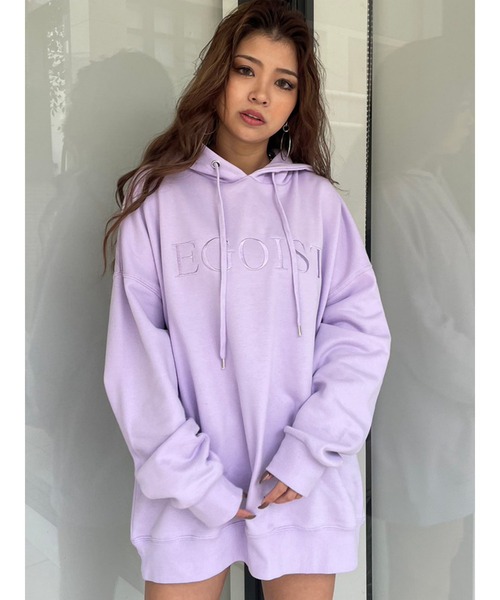 EGOIST（エゴイスト）の「シンプル刺繍スウェットパーカー（パーカー・レディース・ライトグレー/ラベンダー/ブラック・FREE）」の5枚目の写真