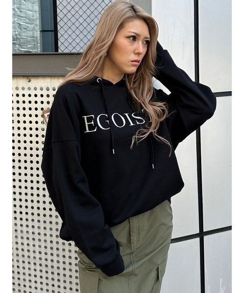 EGOIST（エゴイスト）の「シンプル刺繍スウェットパーカー（パーカー・レディース・ライトグレー/ラベンダー/ブラック・FREE）」の4枚目の写真