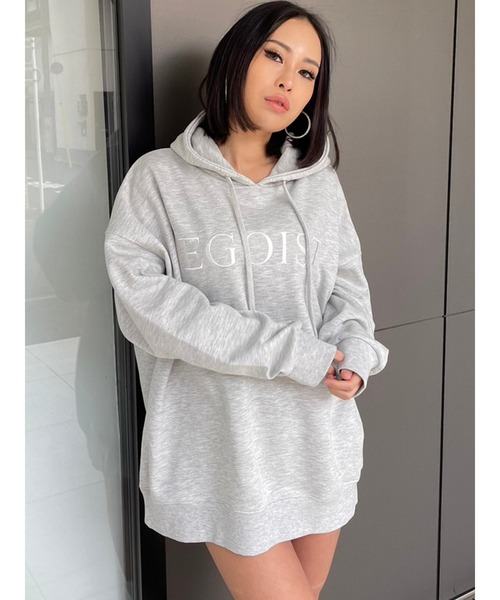 EGOIST（エゴイスト）の「シンプル刺繍スウェットパーカー（パーカー・レディース・ライトグレー/ラベンダー/ブラック・FREE）」の7枚目の写真