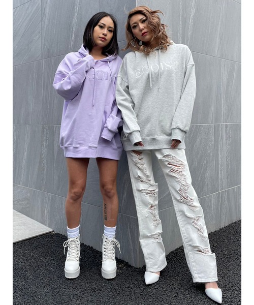 EGOIST（エゴイスト）の「シンプル刺繍スウェットパーカー（パーカー・レディース・ライトグレー/ラベンダー/ブラック・FREE）」の13枚目の写真