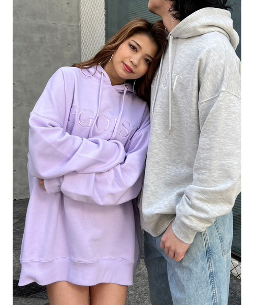 EGOIST（エゴイスト）の「シンプル刺繍スウェットパーカー（パーカー・レディース・ライトグレー/ラベンダー/ブラック・FREE）」の8枚目の写真